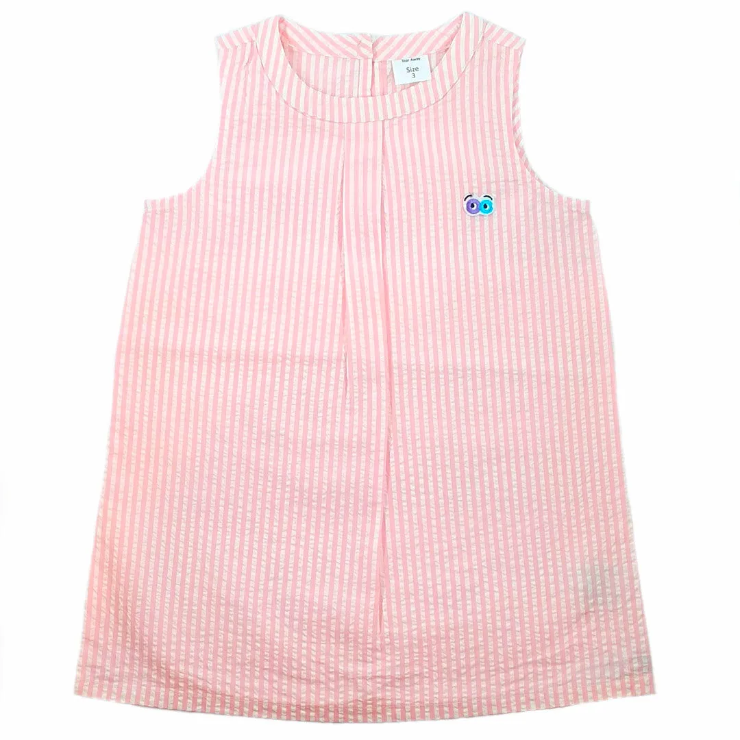 Girls Pastel Pink Seersucker Dress