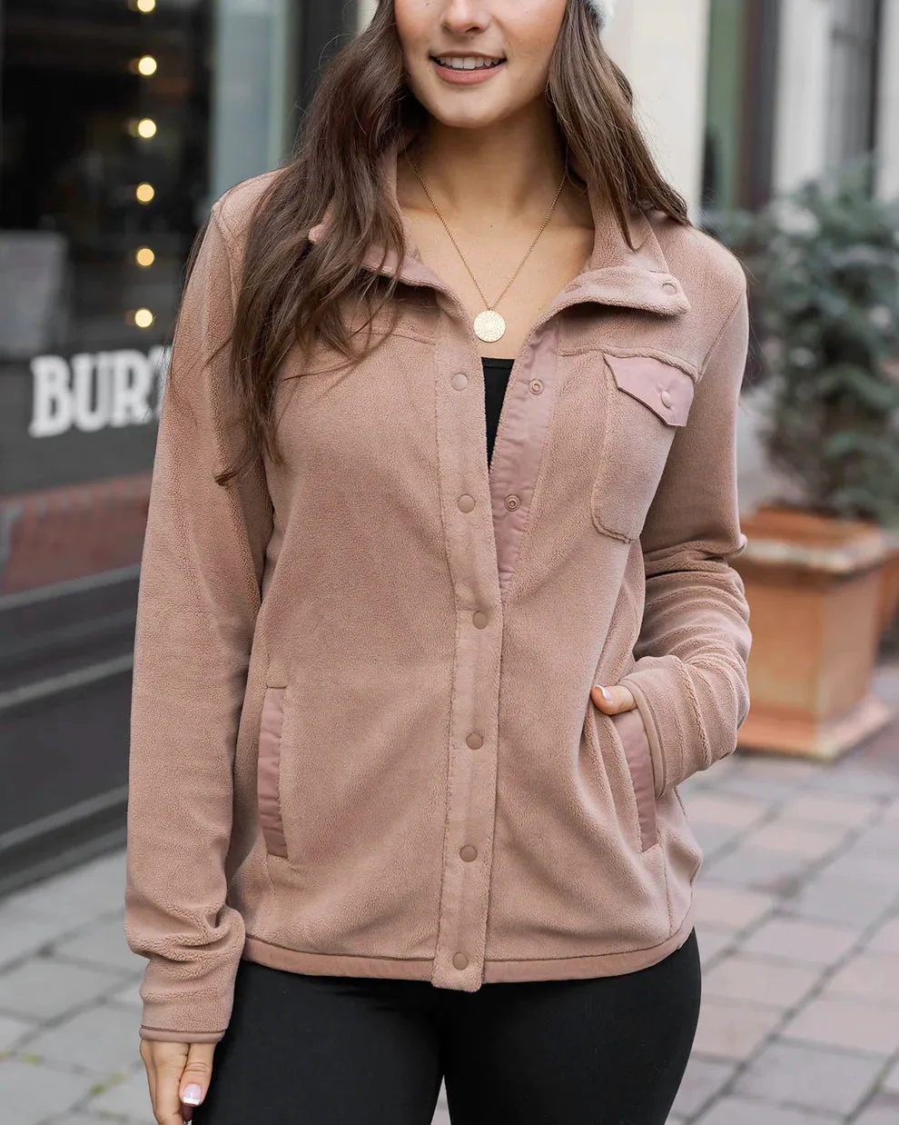 Grace & Lace Luxe Teddy Fleece Jacket - Cappuccino