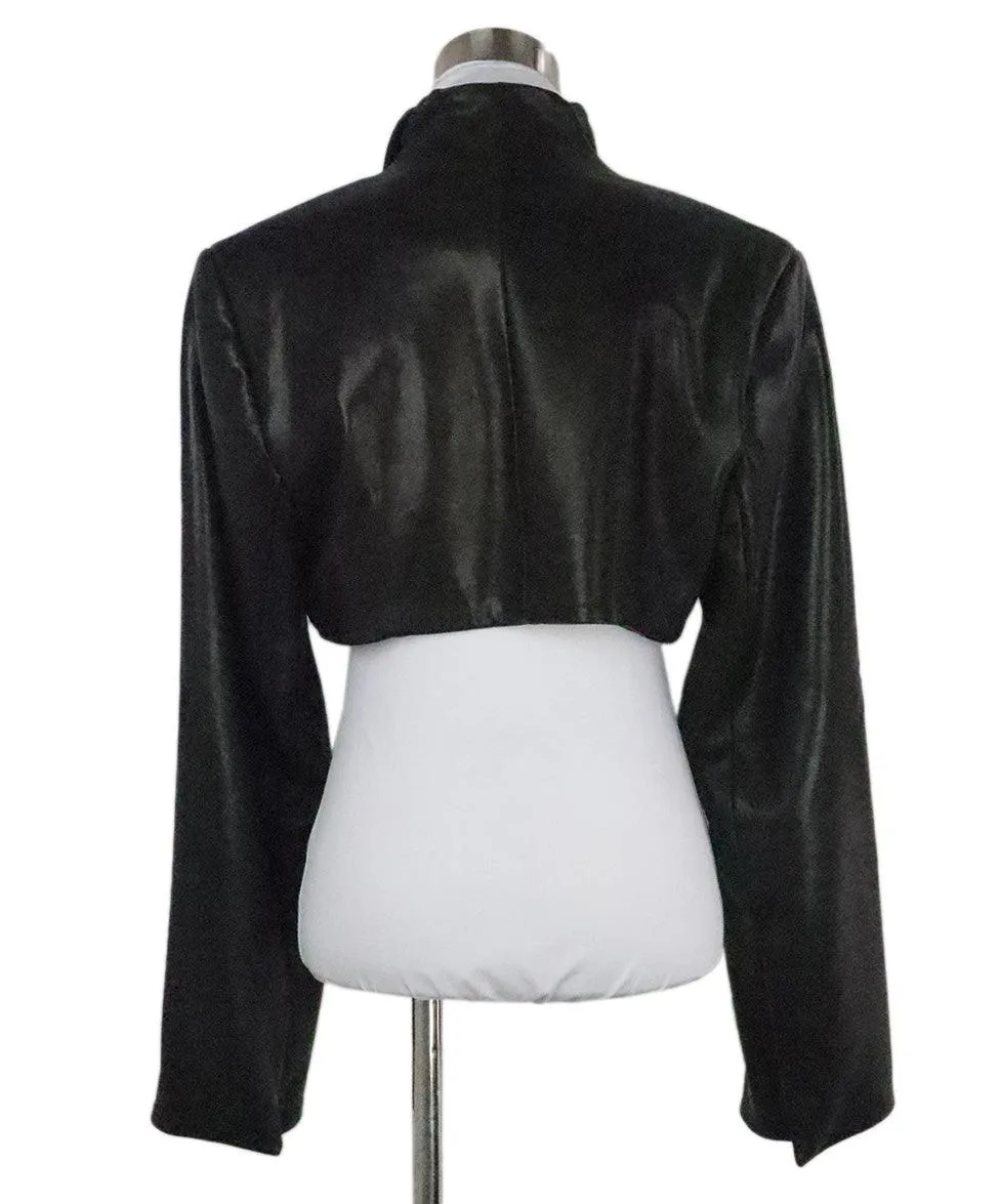 Grace Ling Cropped Black Lambskin Jacket sz 4