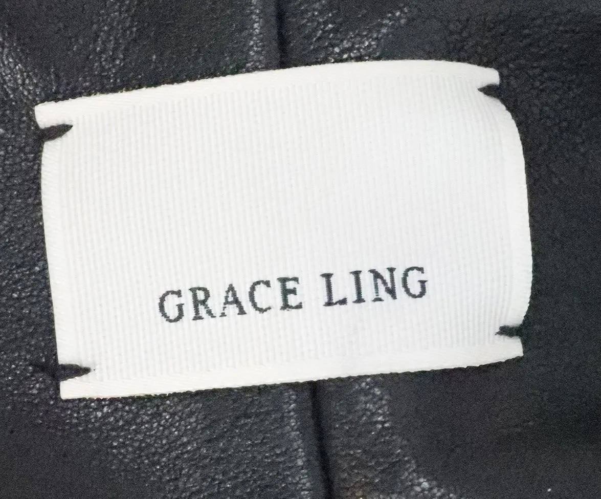 Grace Ling Cropped Black Lambskin Jacket sz 4