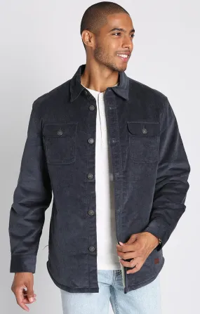 Grey Sherpa Lined Corduroy Shirt Jacket