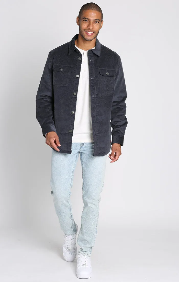 Grey Sherpa Lined Corduroy Shirt Jacket