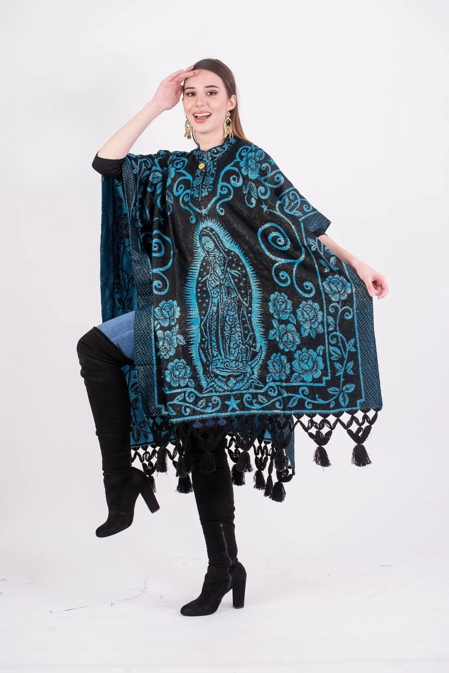 Guadalupe Shimmering Poncho Blue