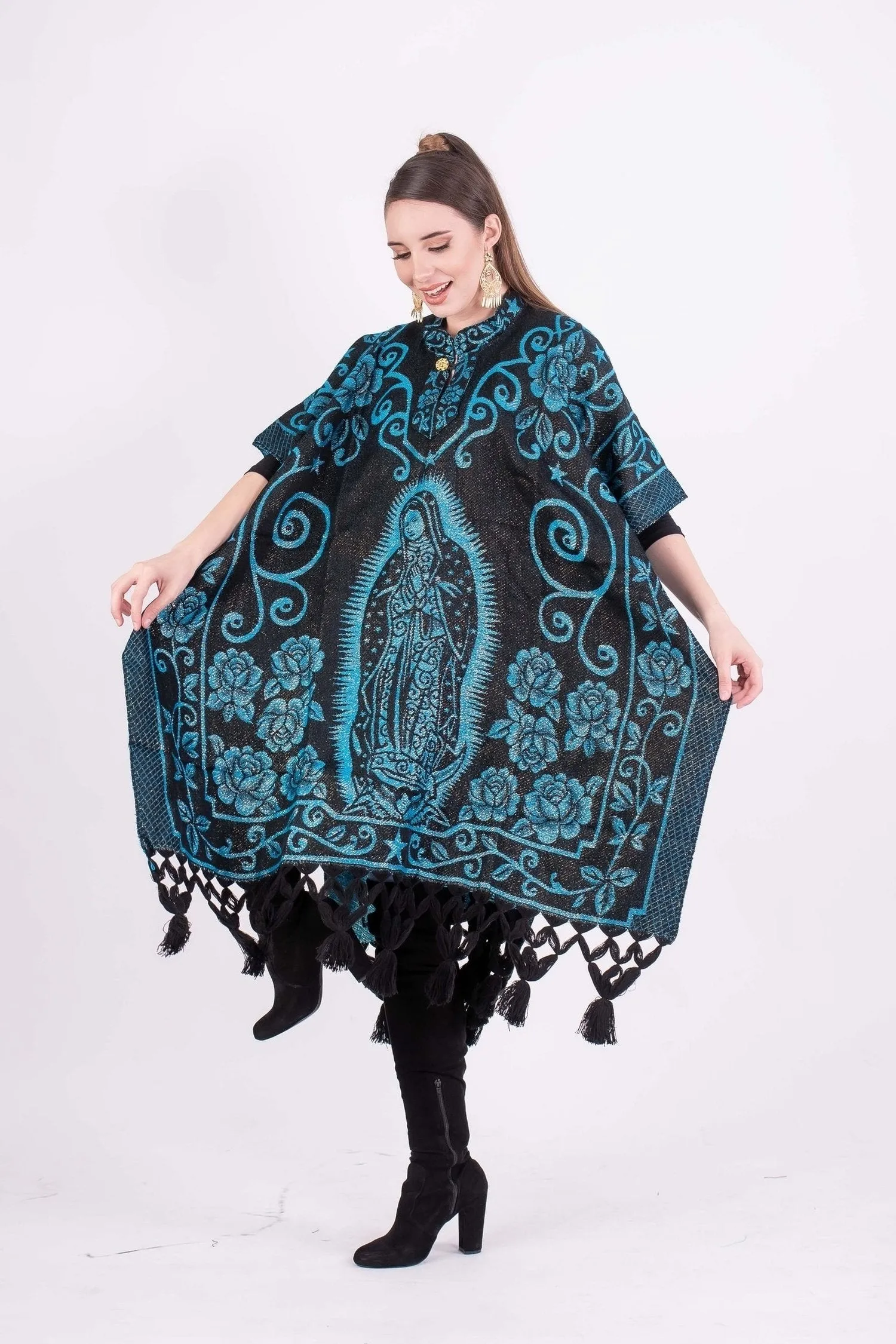 Guadalupe Shimmering Poncho Blue