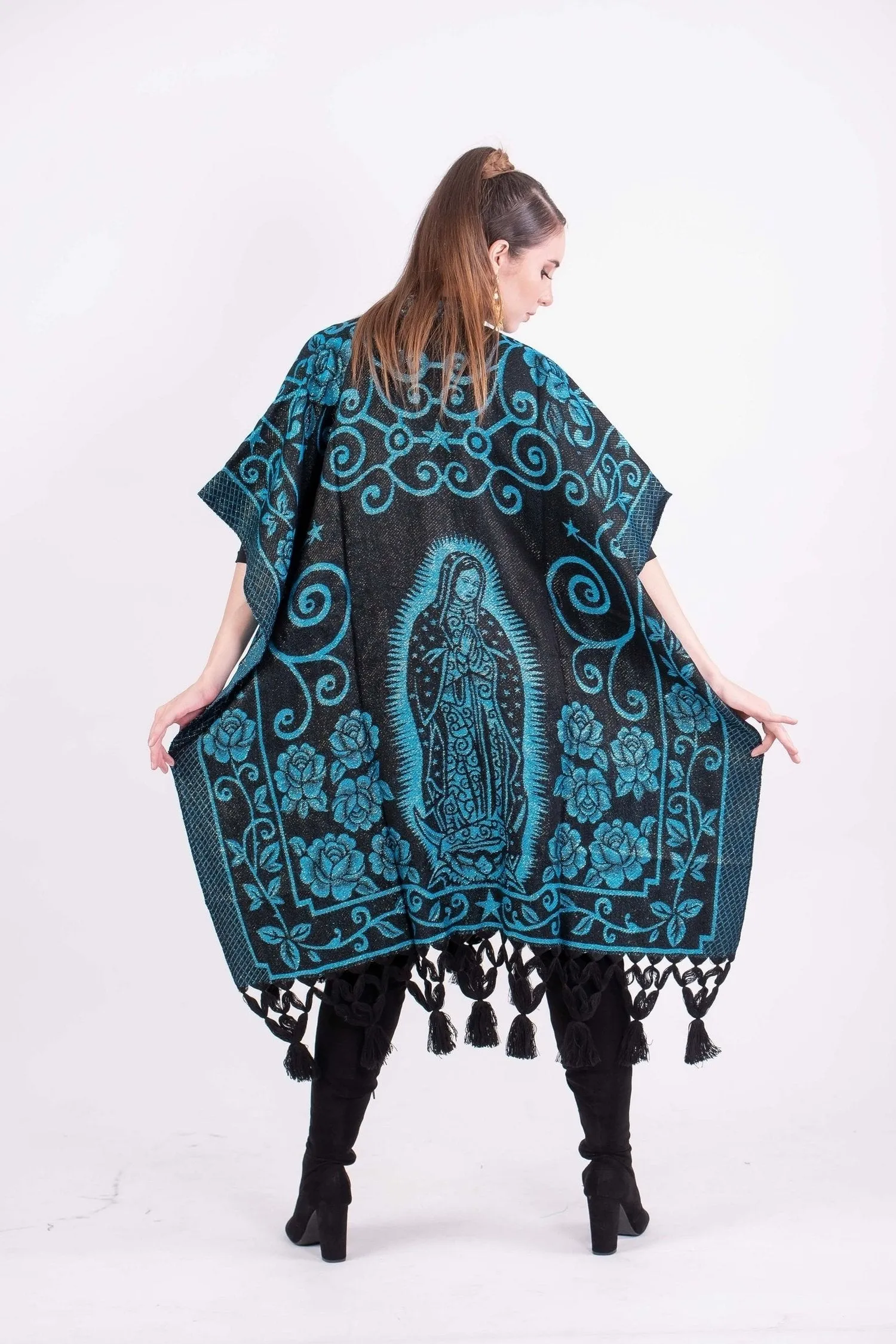 Guadalupe Shimmering Poncho Blue