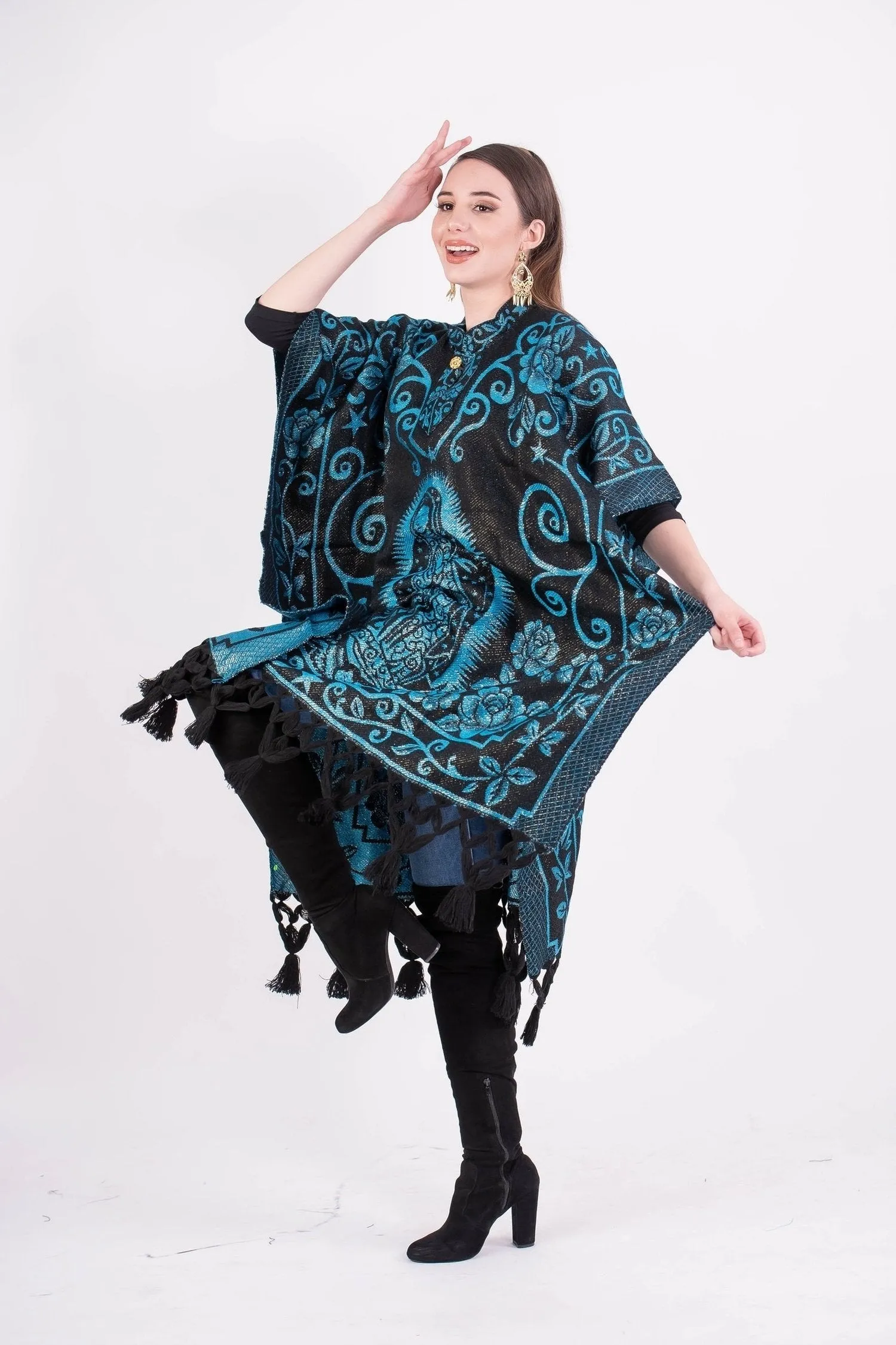 Guadalupe Shimmering Poncho Blue