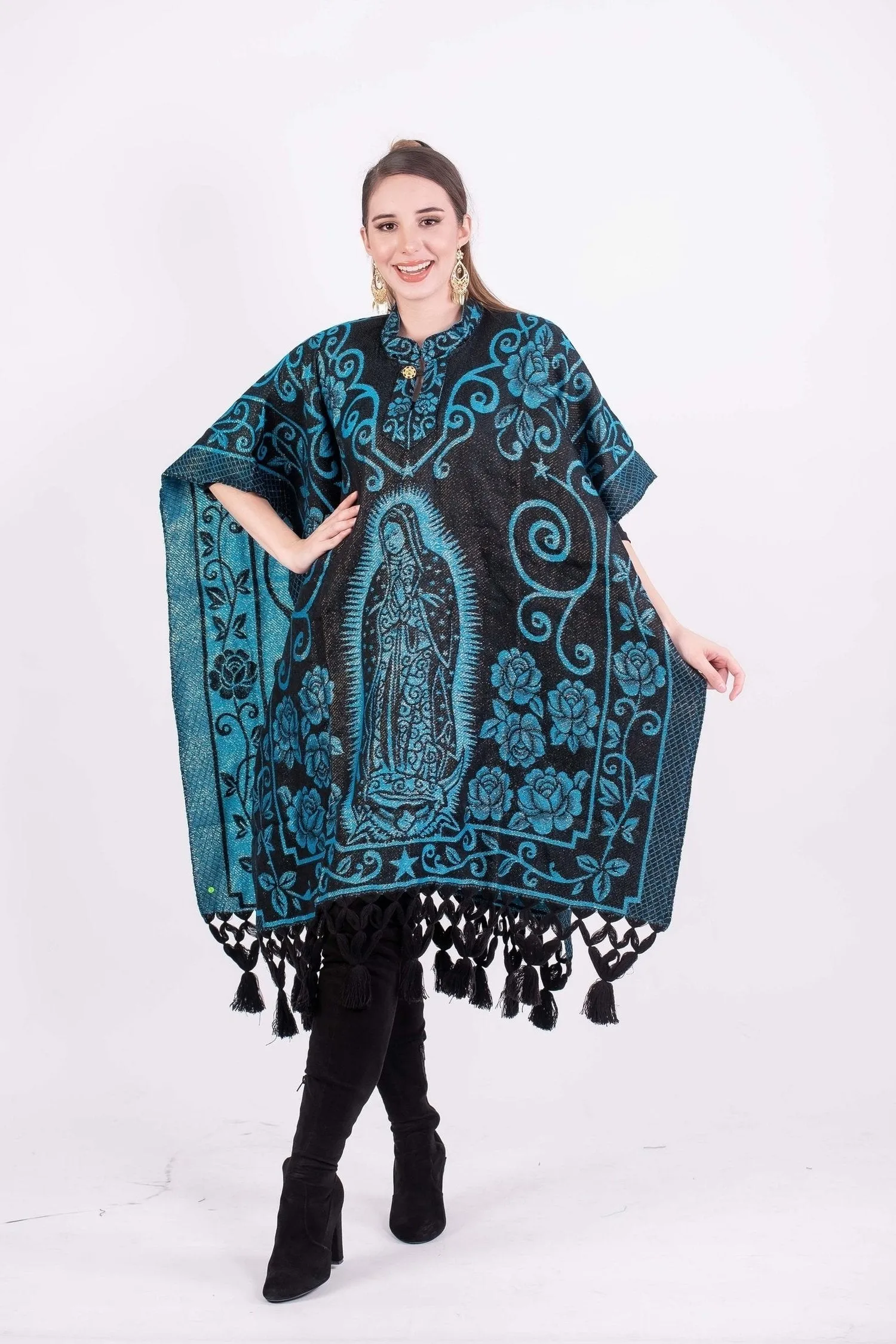 Guadalupe Shimmering Poncho Blue