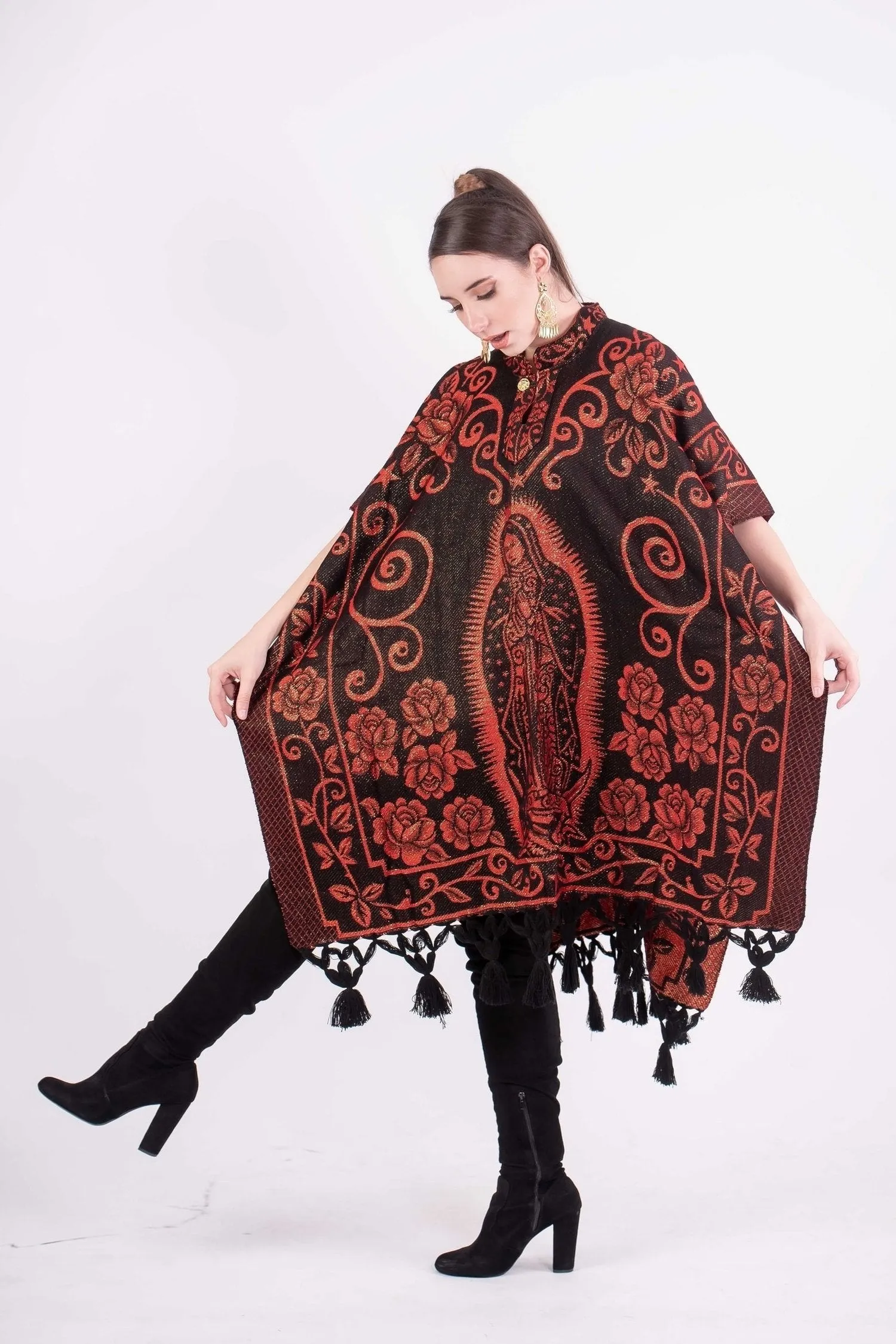 Guadalupe Shimmering Poncho Red