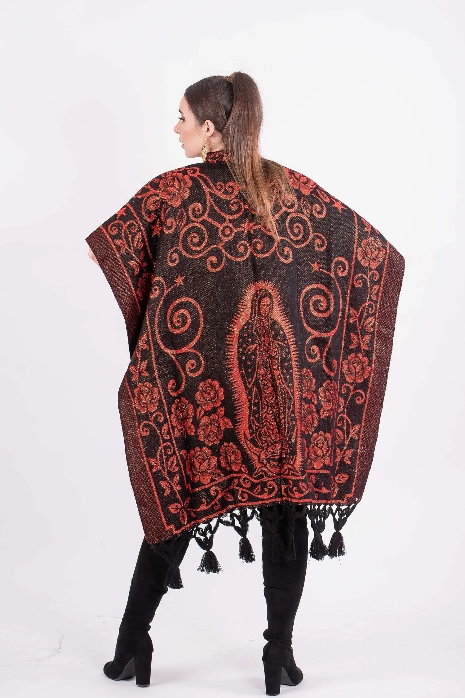 Guadalupe Shimmering Poncho Red