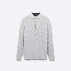 Hairline Stripe Quarter Zip Mock Neck Pullover