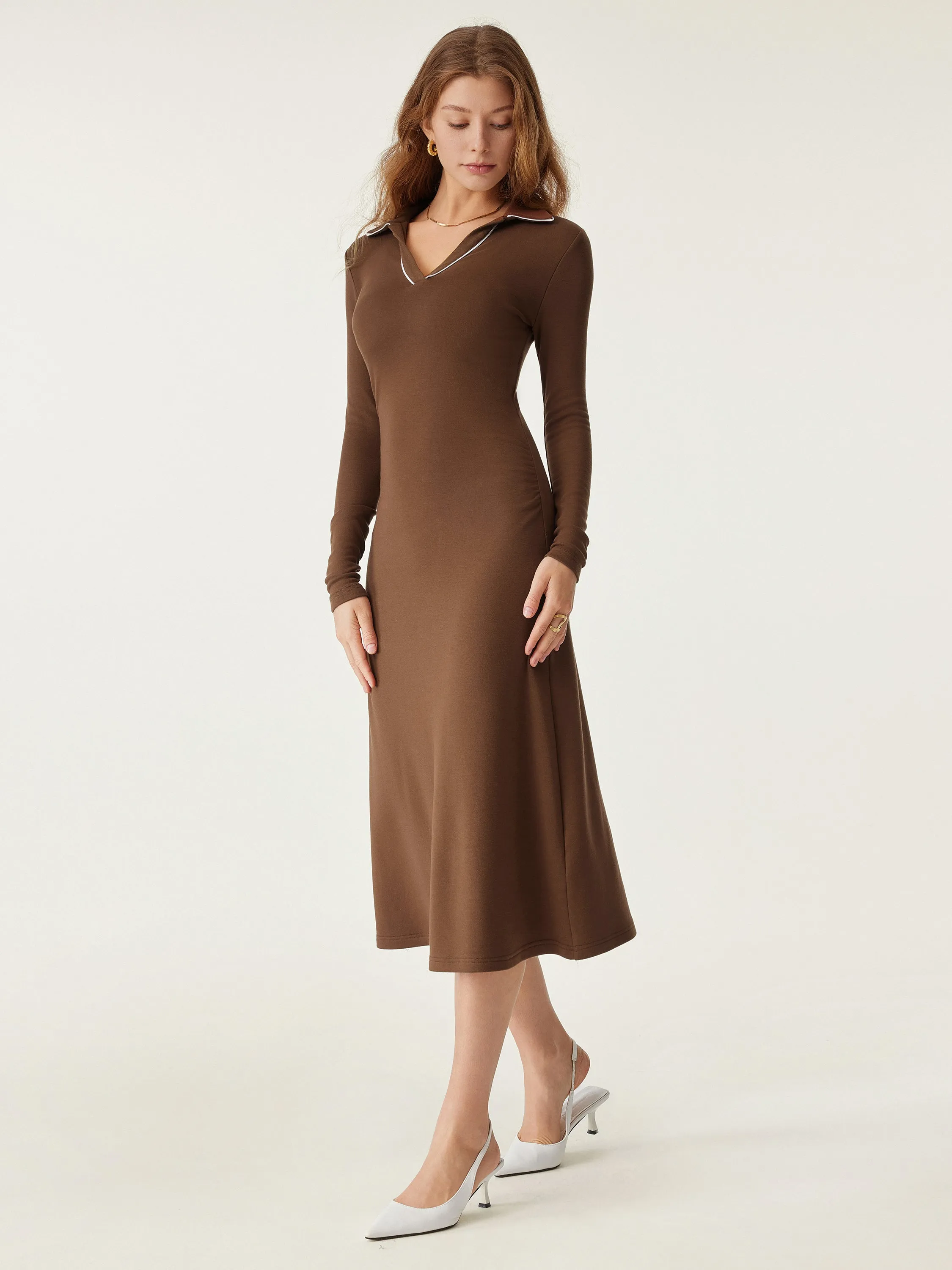 Heat-Tech Pipping Polo Midi Dress