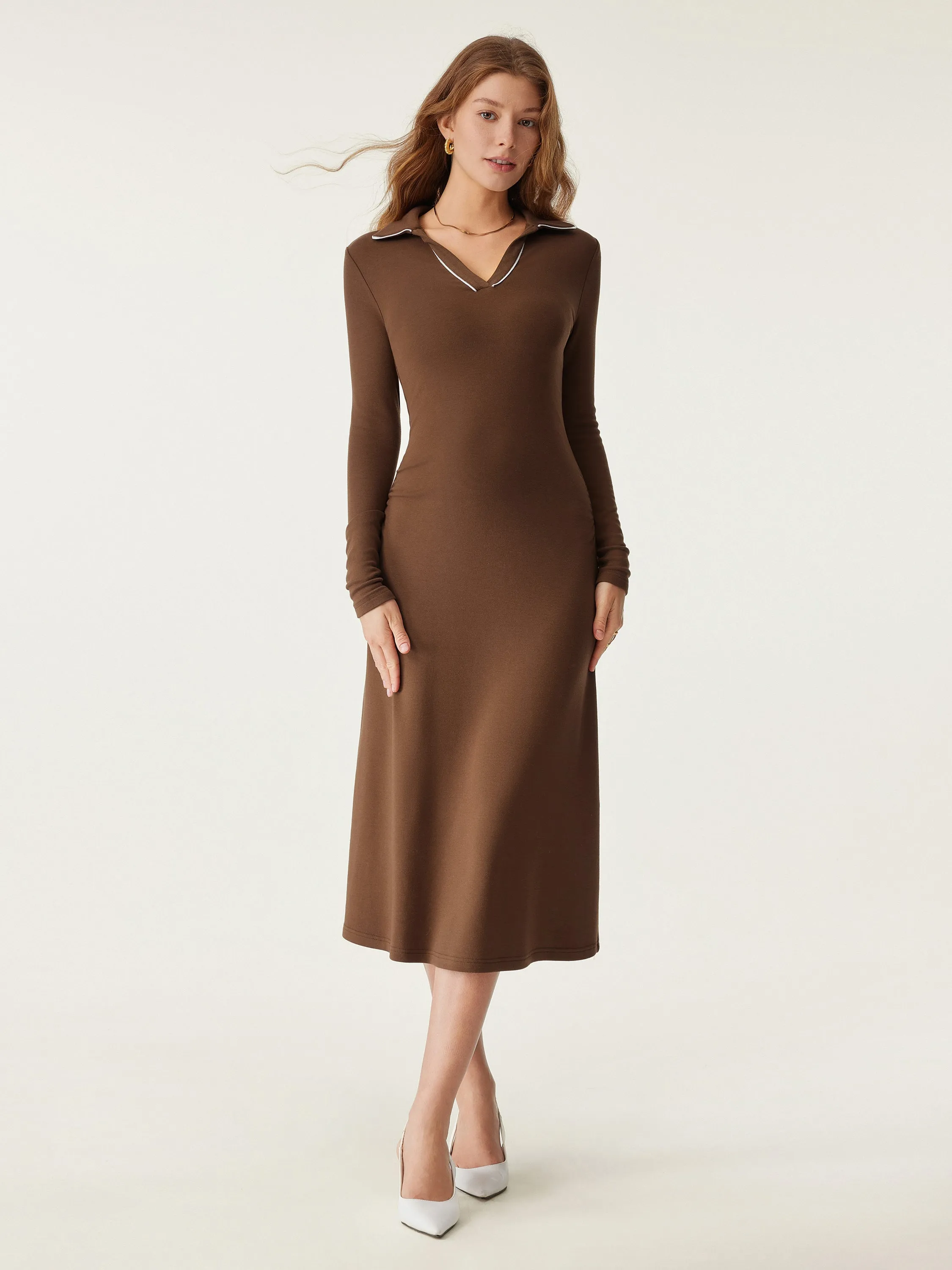 Heat-Tech Pipping Polo Midi Dress