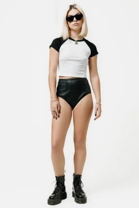 High Waisted Ultra Shorts | Black Leather