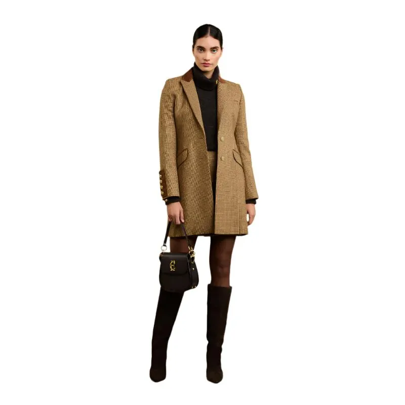 Holland Cooper Kempton Ladies Tweed Coat - Tawny