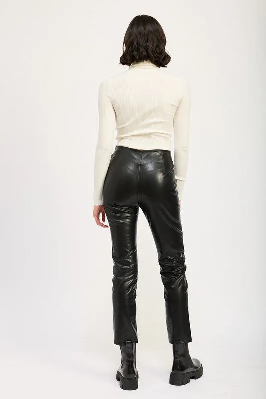 Hot Girl Bad Rep Lace Up Faux Leather Pants In Black