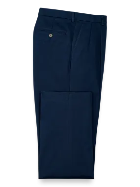 Impeccable Cotton Chino Pleated Pants - Navy