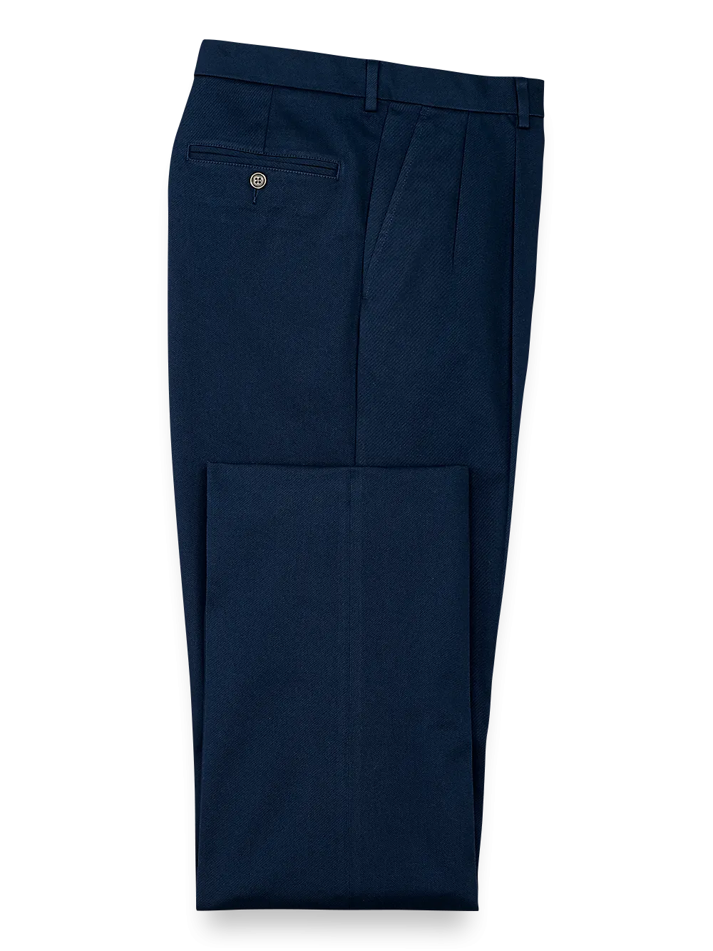 Impeccable Cotton Chino Pleated Pants - Navy