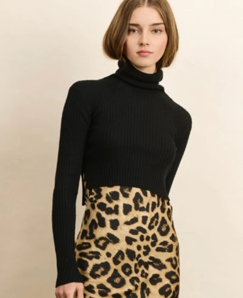 Isabella Crop Turtleneck - Black [S-L]