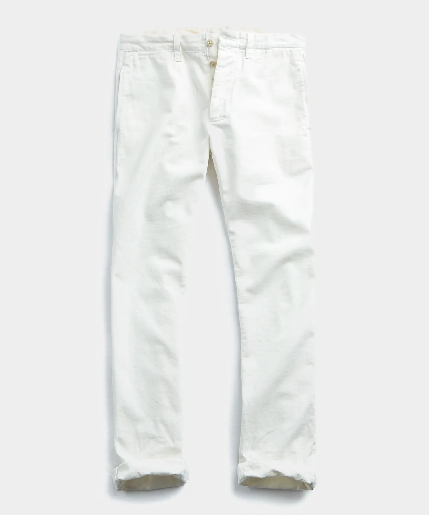 Japanese Garment Dyed Selvedge Chino In Off White