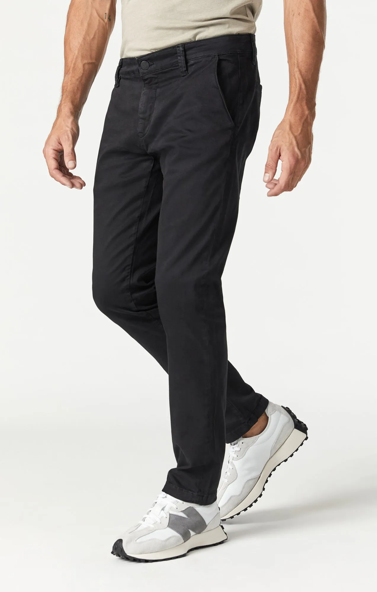 JOHNNY SLIM CHINO IN BLACK SATEEN TWILL