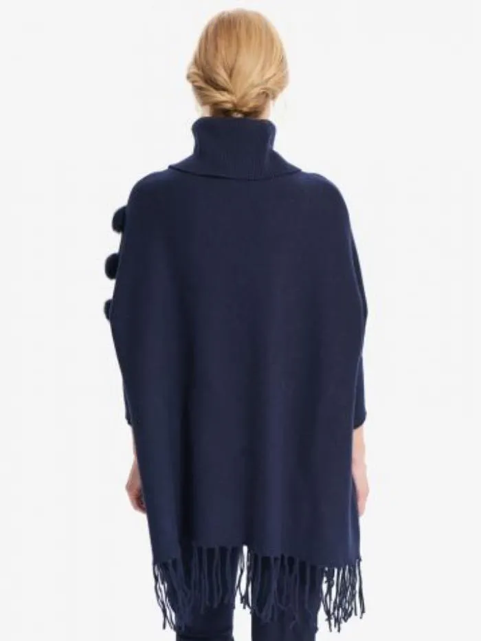 Joseph Ribkoff Navy Poncho With Faux Fur Detail 214916 2166