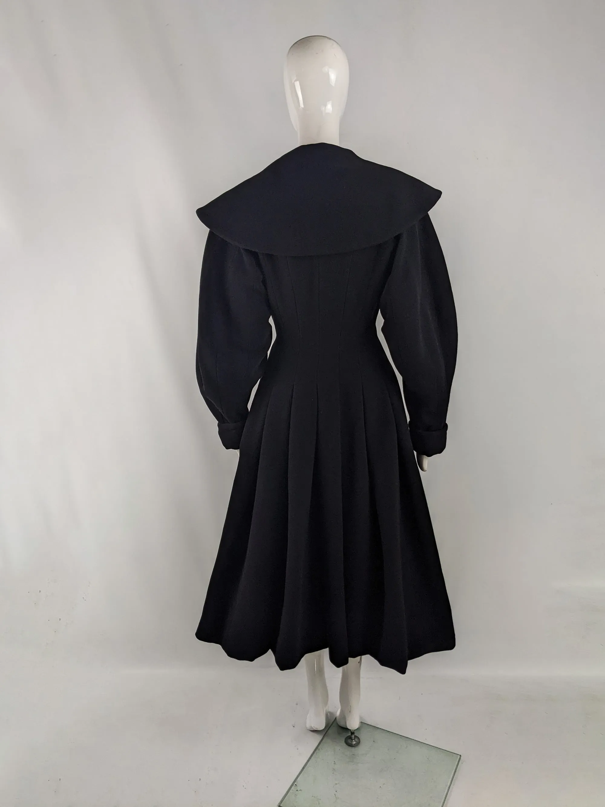 Joseph Vintage Black Pure Wool Victorian Style Riding Coat, 1980s