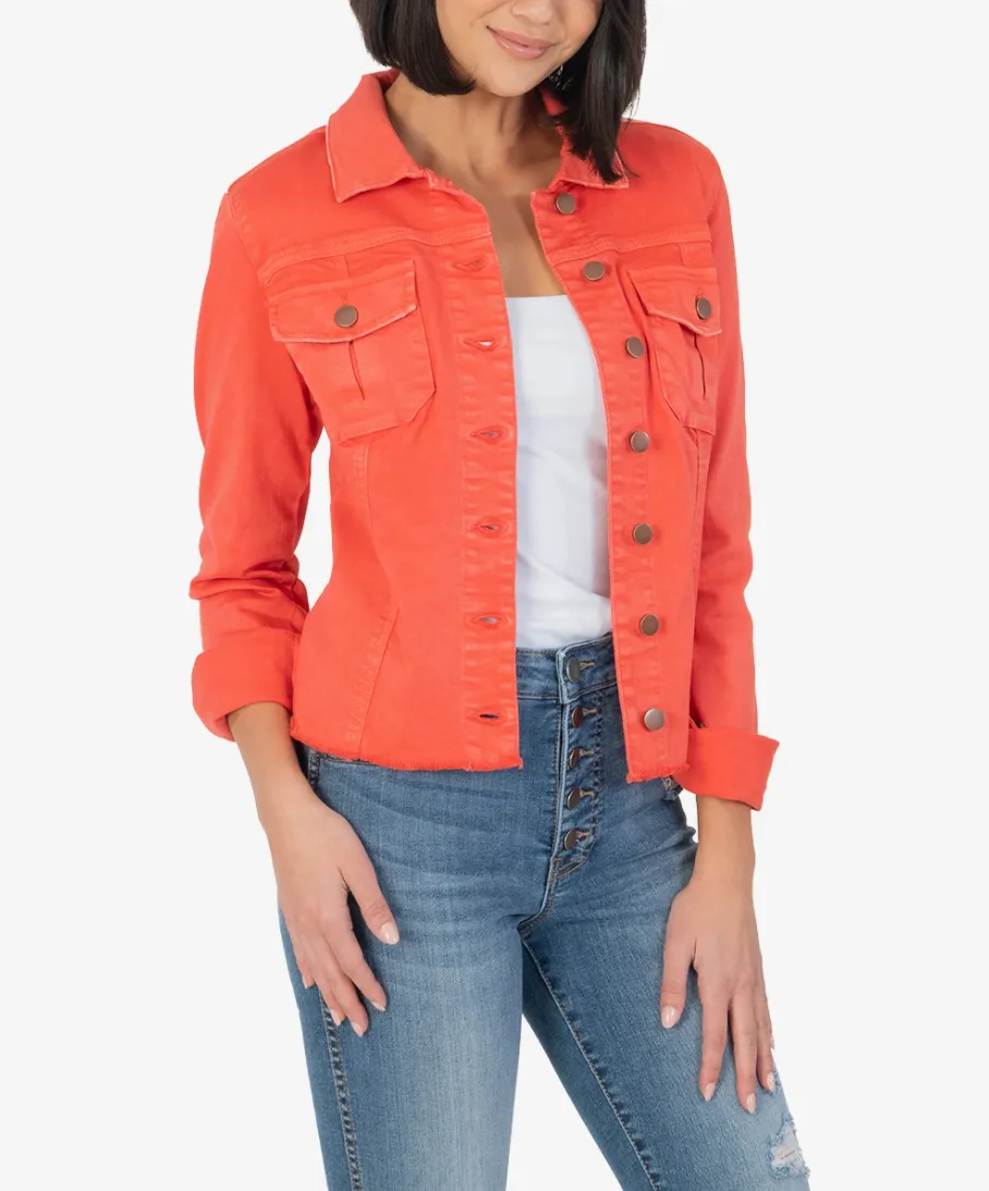 Kara Jacket No Waist With Fray - Mandarin