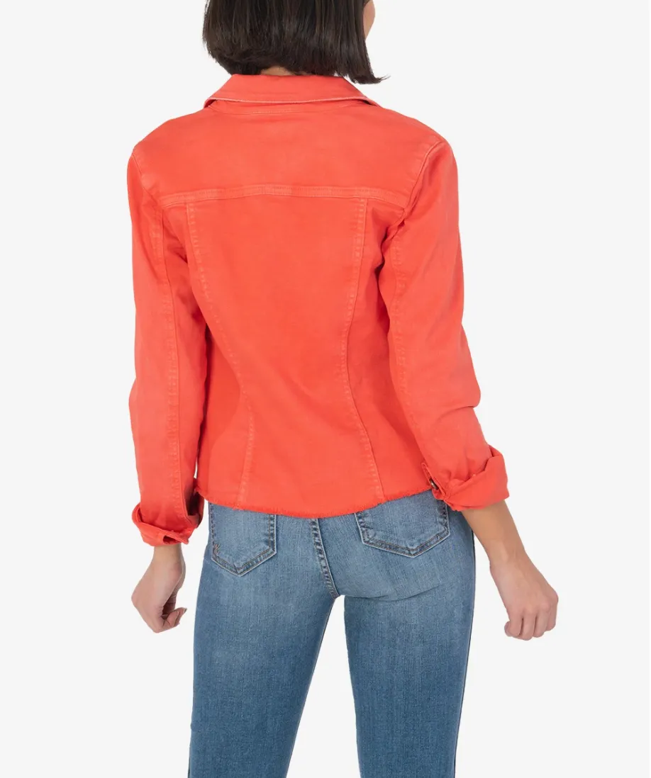 Kara Jacket No Waist With Fray - Mandarin