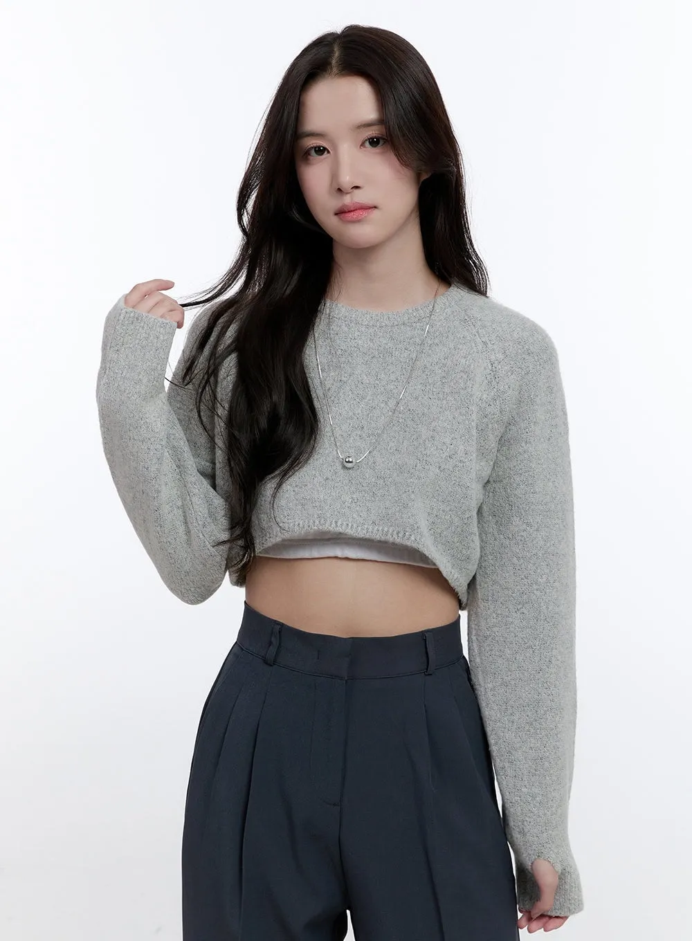 Knit Cropped Sweater ON418