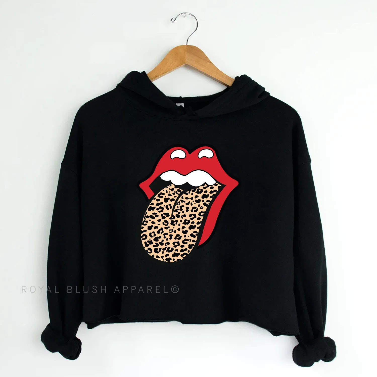 Leopard Tongue Independent Crop Hoodie