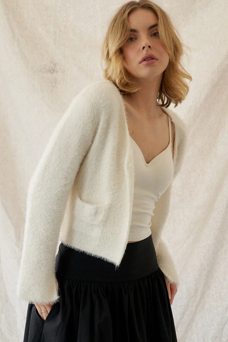 Liv Crop Fuzzy Cardigan