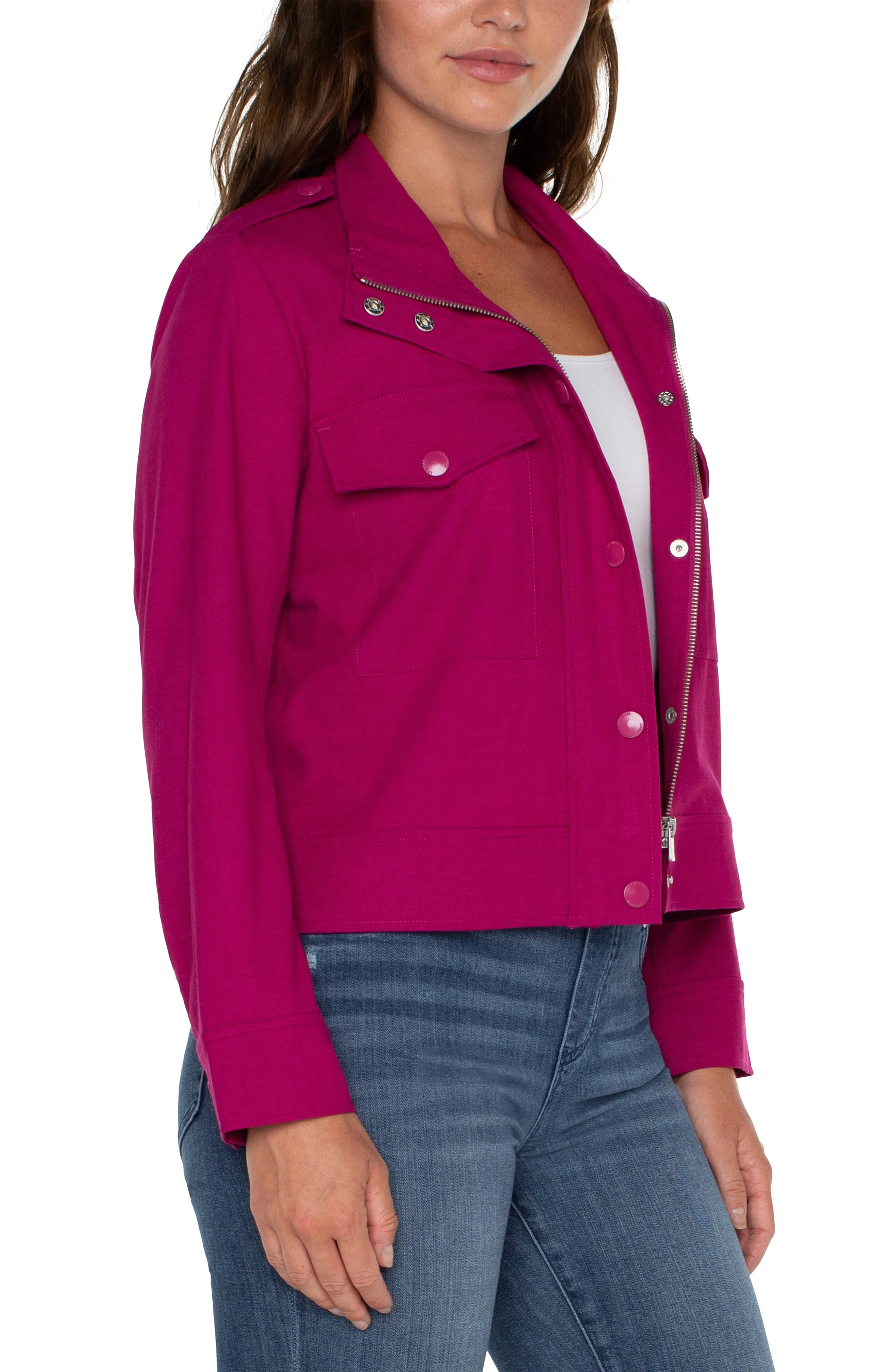 Liverpool Utility Crop Jacket (fuchsia kiss)