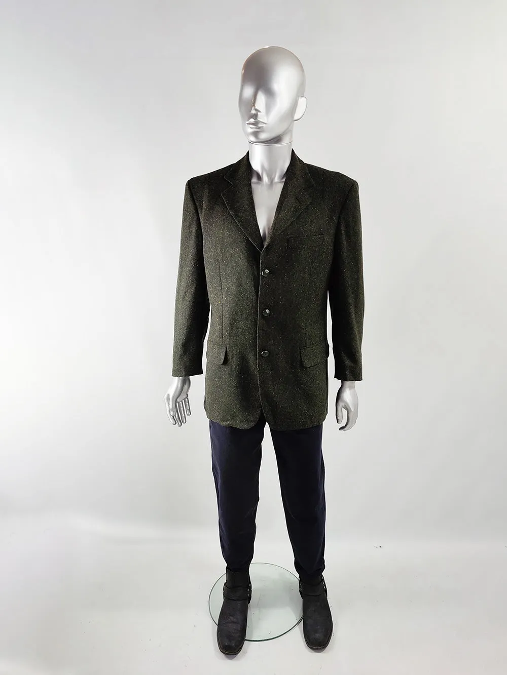 Luca D'Altieri Green Lambswool & Suede Sport Coat, 1980s