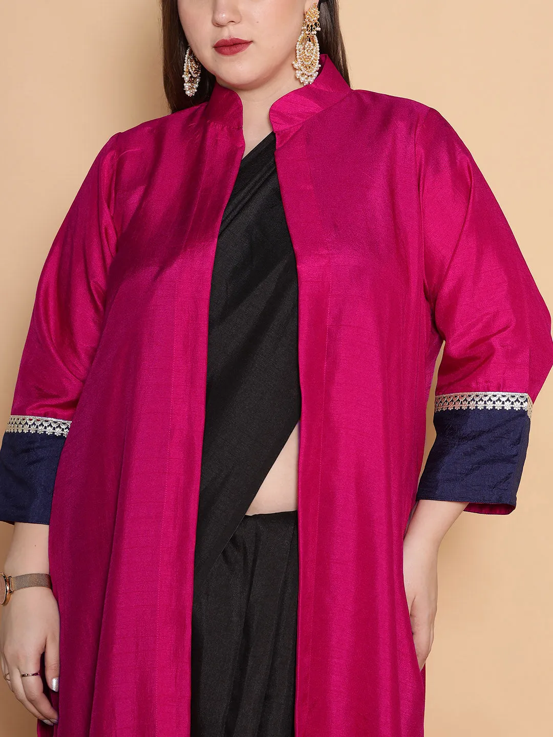 Magenta Silk Ethnic Jacket