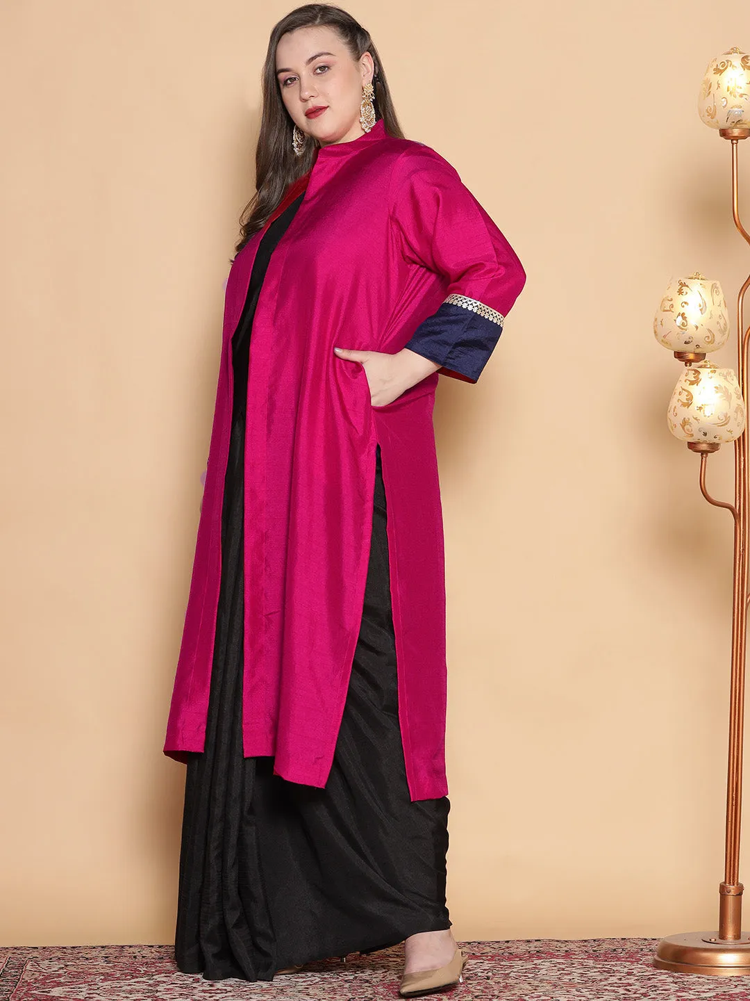 Magenta Silk Ethnic Jacket