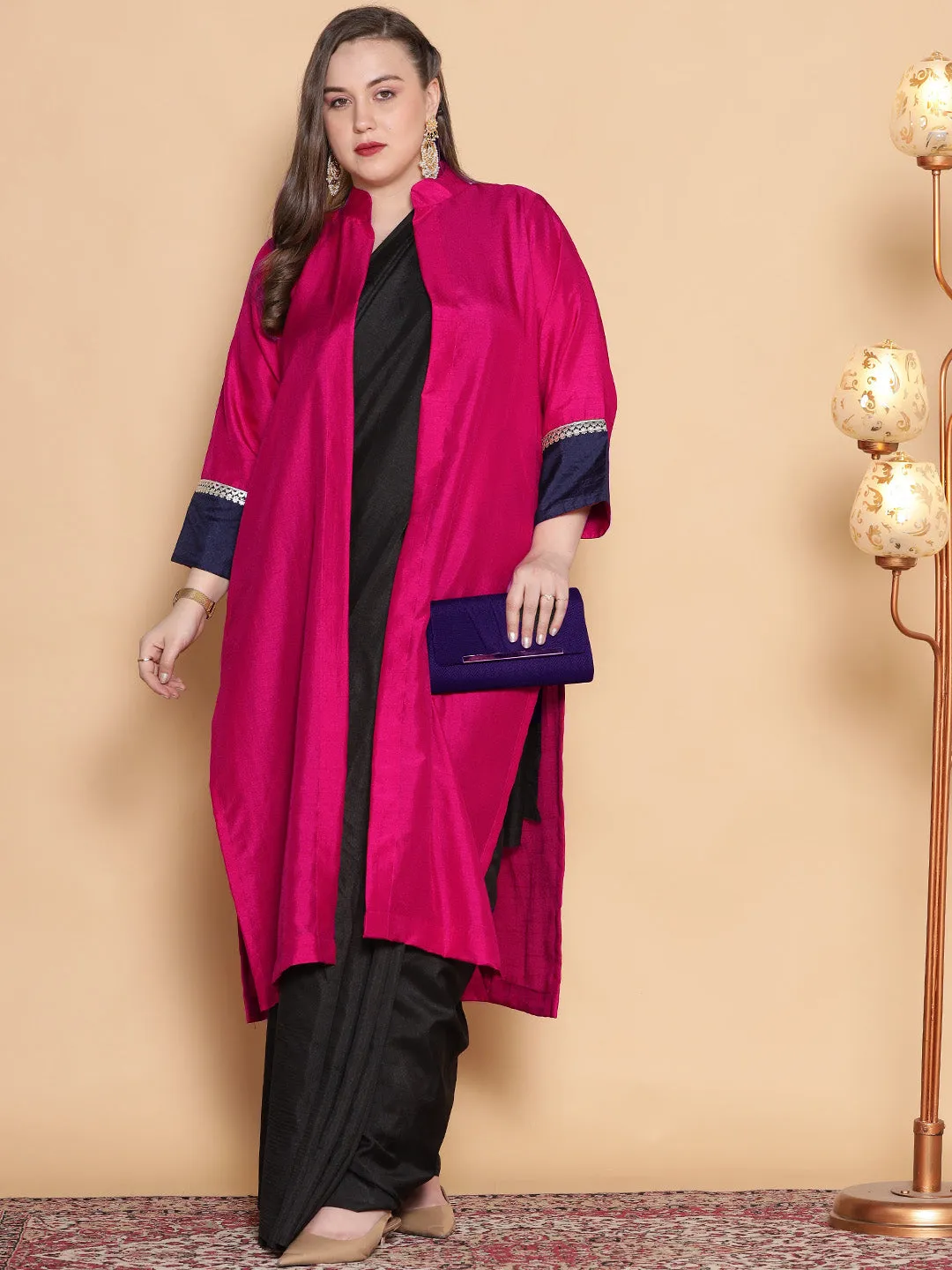 Magenta Silk Ethnic Jacket