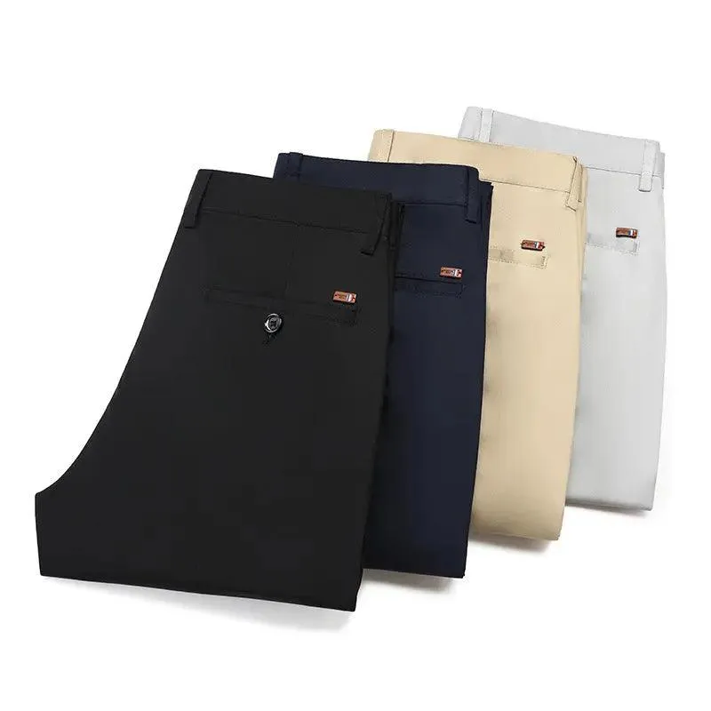 Men Casual Pants Straight | Summer Ice Silk Suit Pants