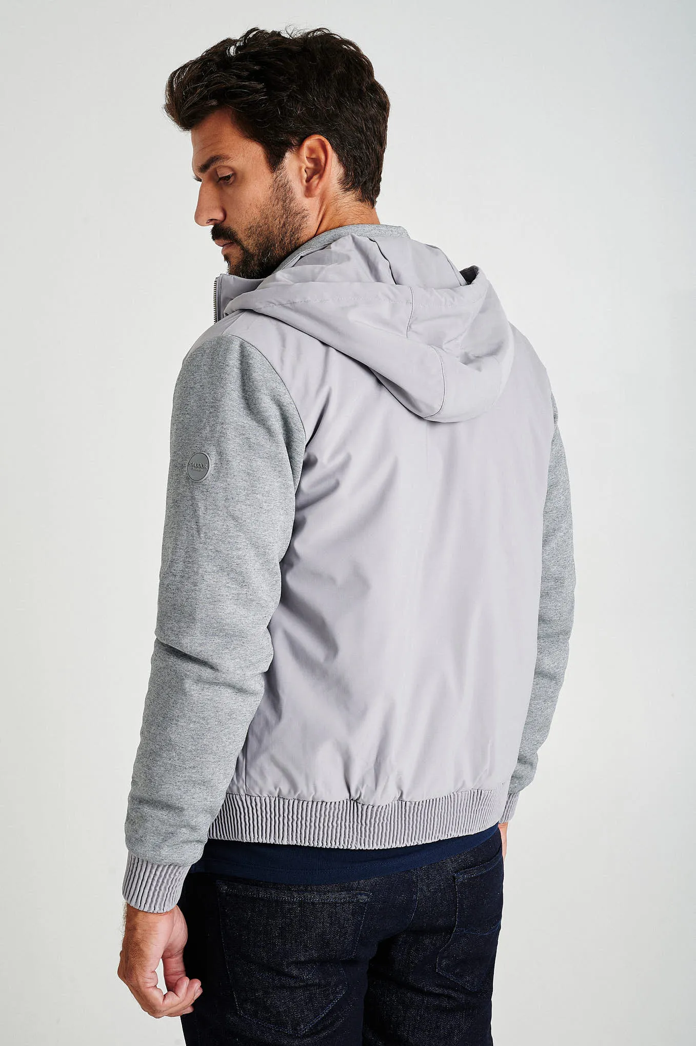 Men's hybrid zip-through hooded jacket