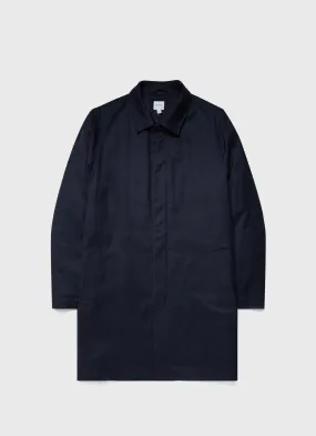 Men's Insulated Wool Mac in Navy Melange