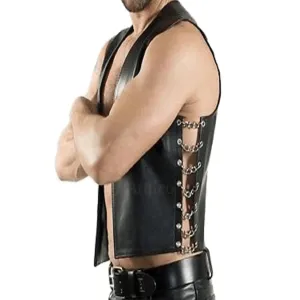 Mens Leather Biker Vest