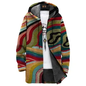 MEN'S PRINTED HOODED TWO-POCKET FLEECE CARDIGAN JACKET 93648998YM