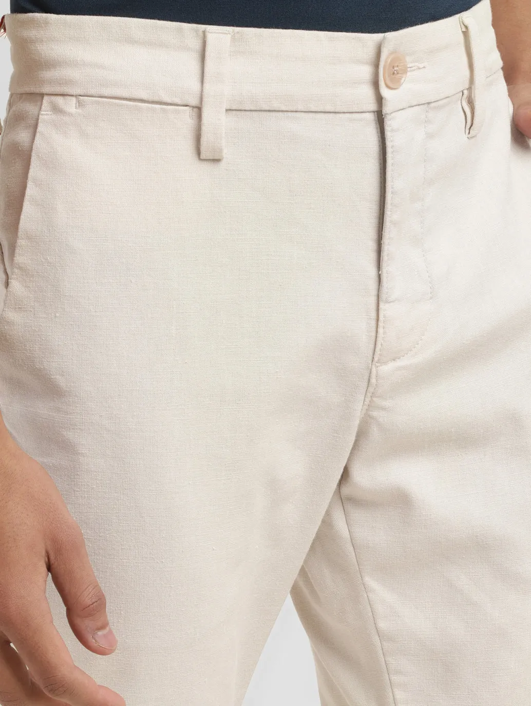 Men's Regular Fit Cream Chinos