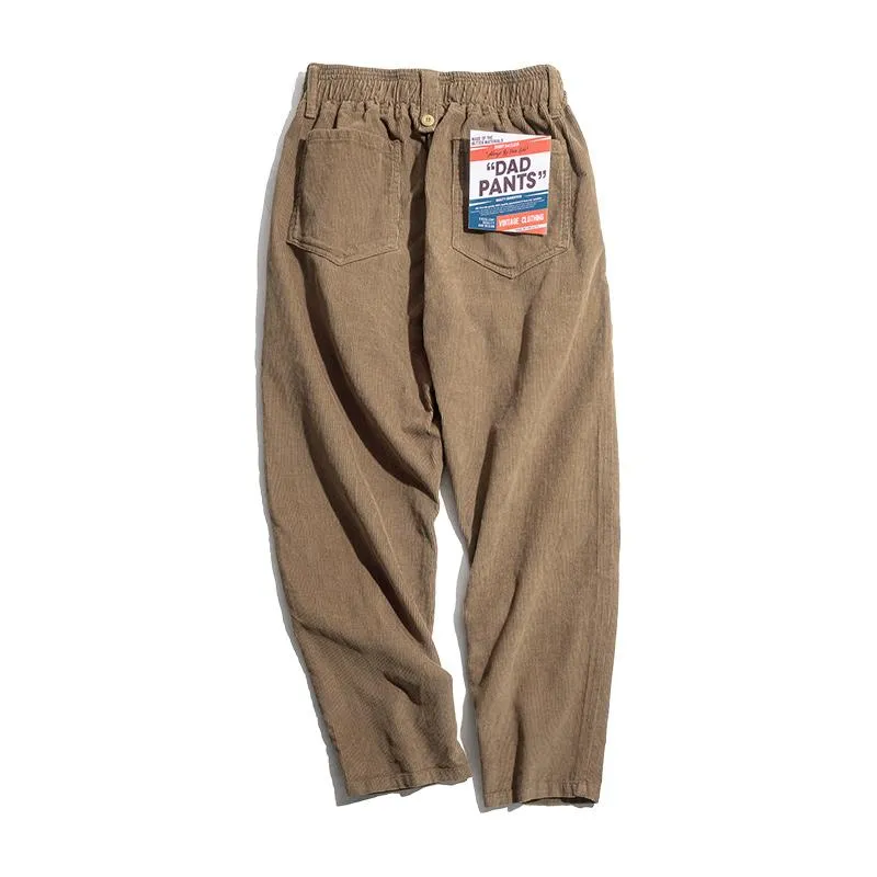 Men's Retro  Elastic Waist Corduroy Pants