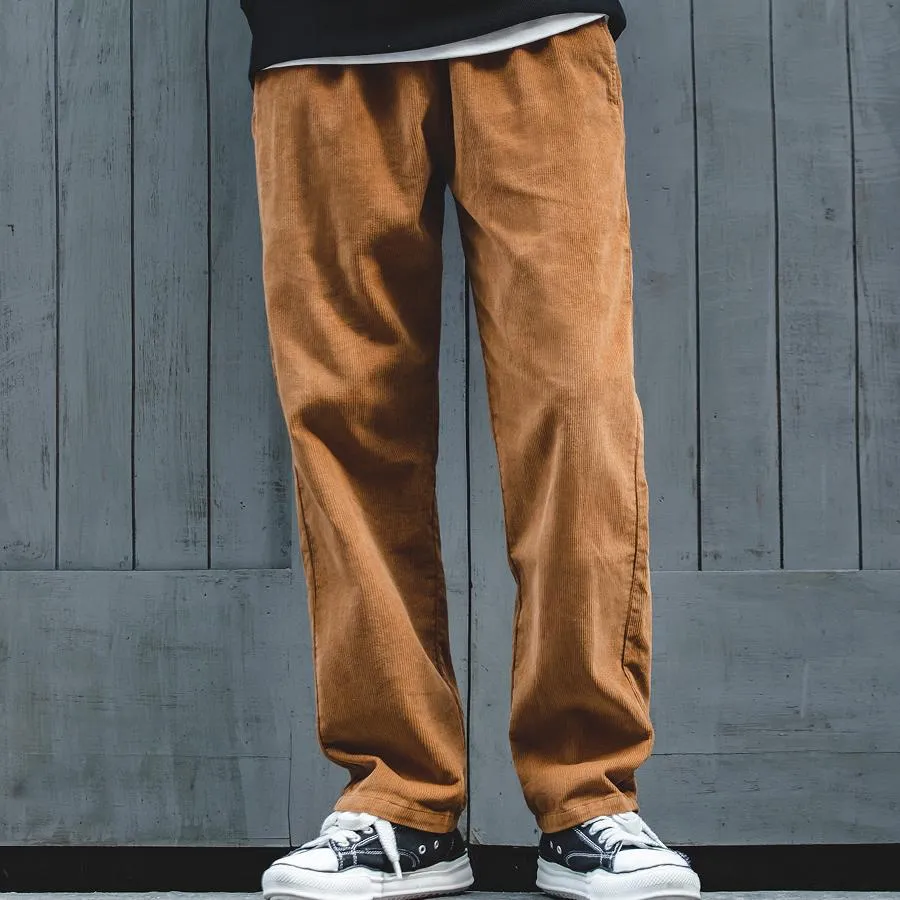 Men's Retro  Elastic Waist Corduroy Pants