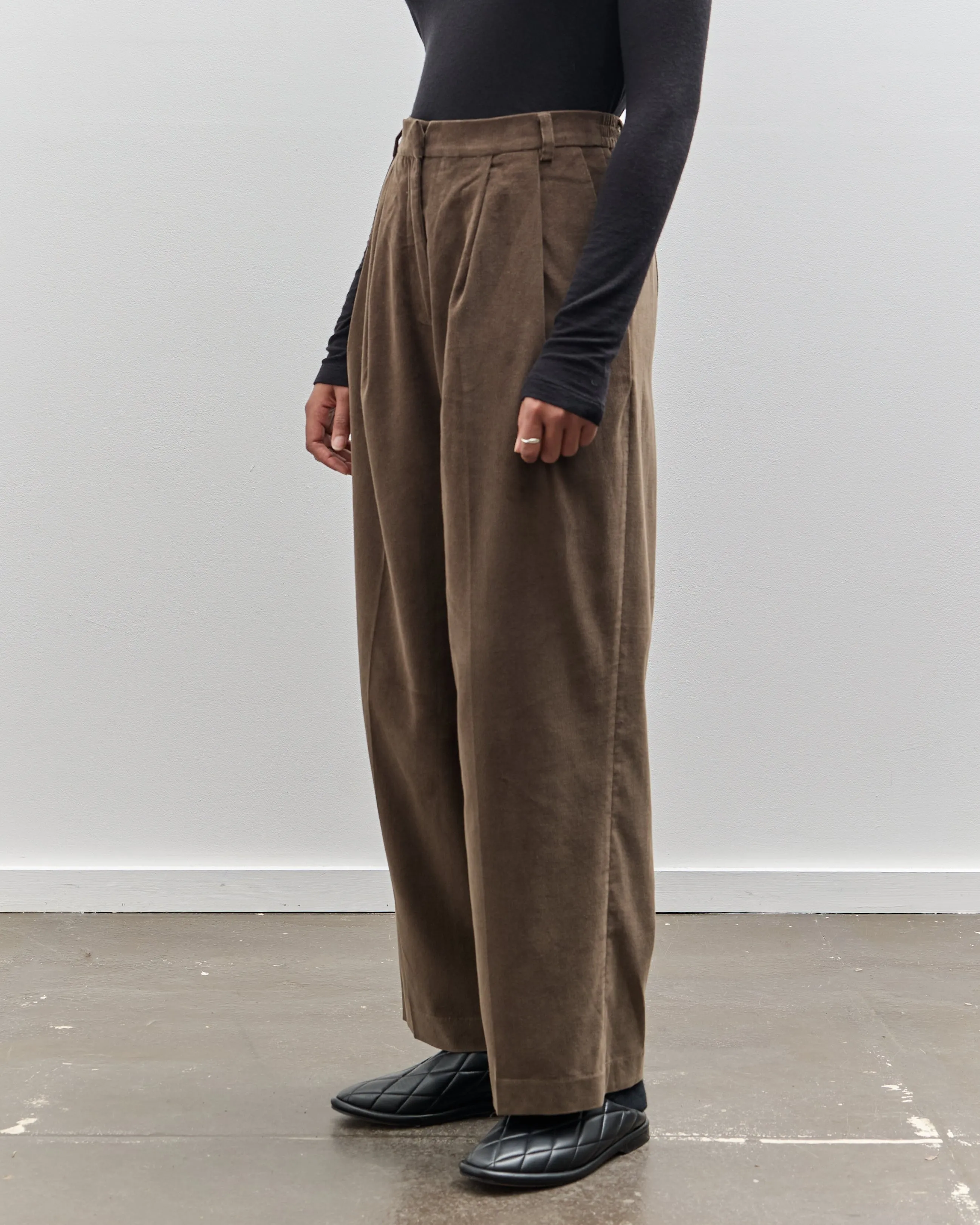 Mijeong Park Thin Cord Wide Leg Pants, Light Brown