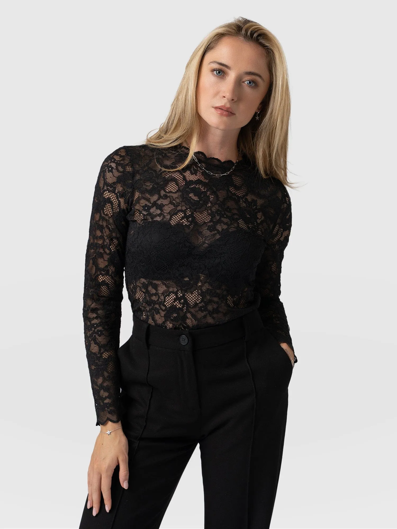 Miranda Lace Tee - Black