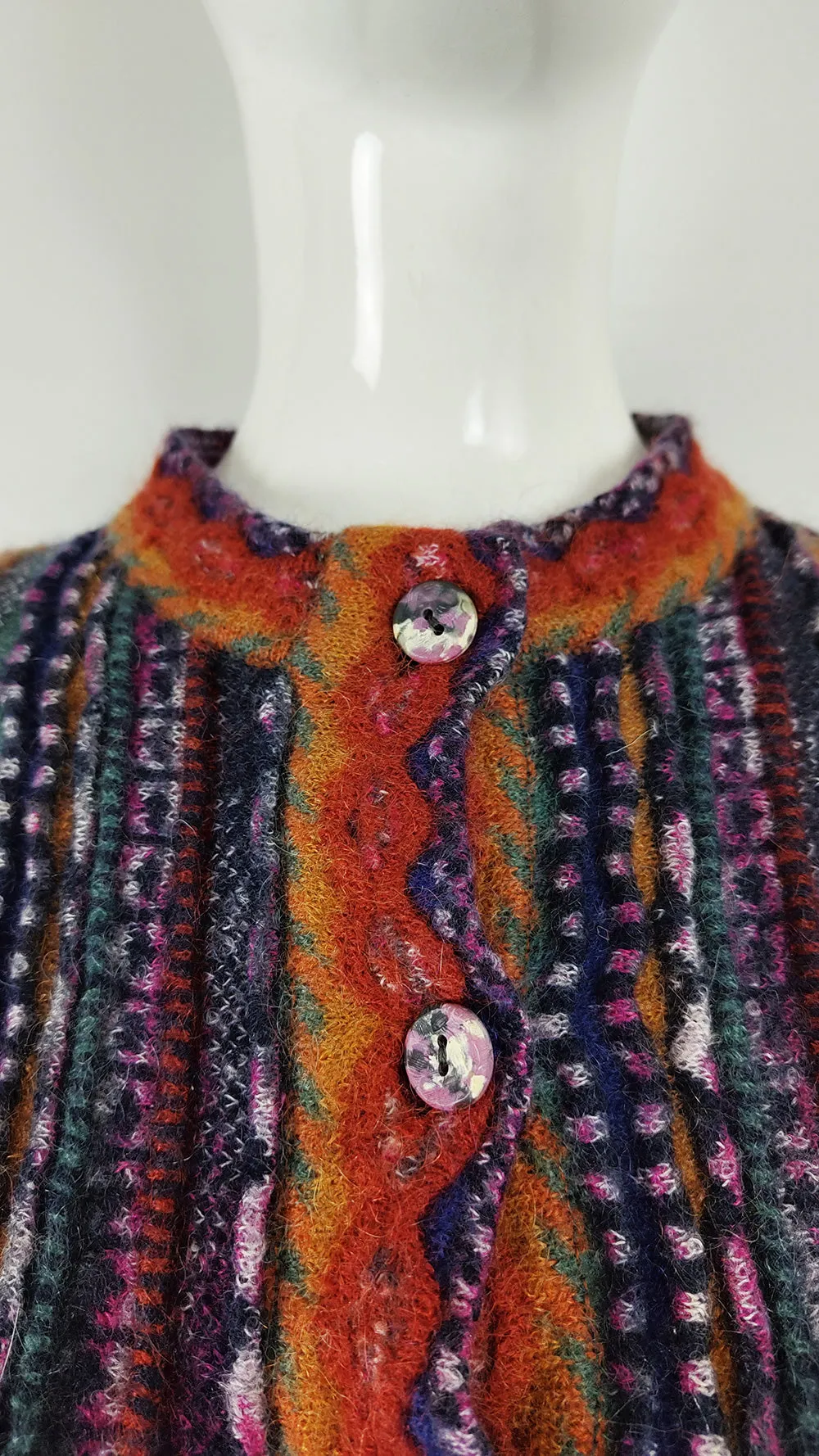 Missoni Vintage Abstract Textured Knit Womens Cardigan, 1990s