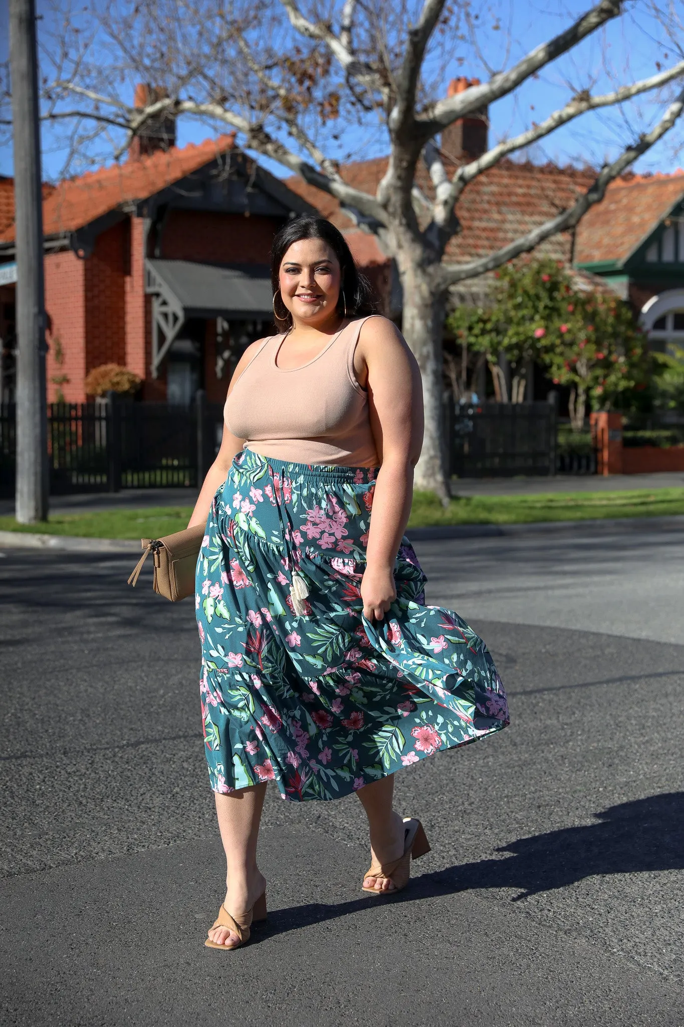 Monica Skirt - Teal Floral