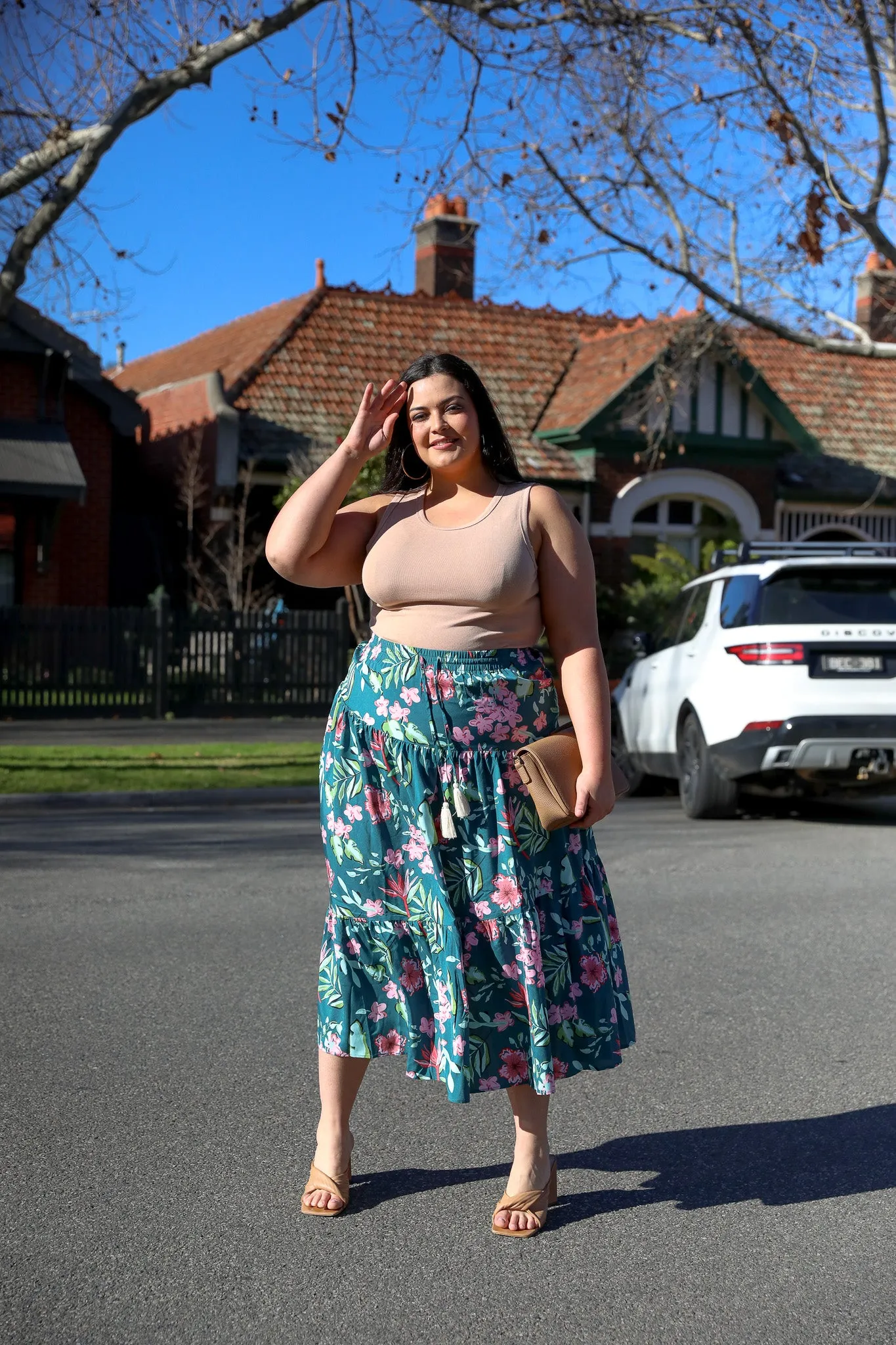 Monica Skirt - Teal Floral