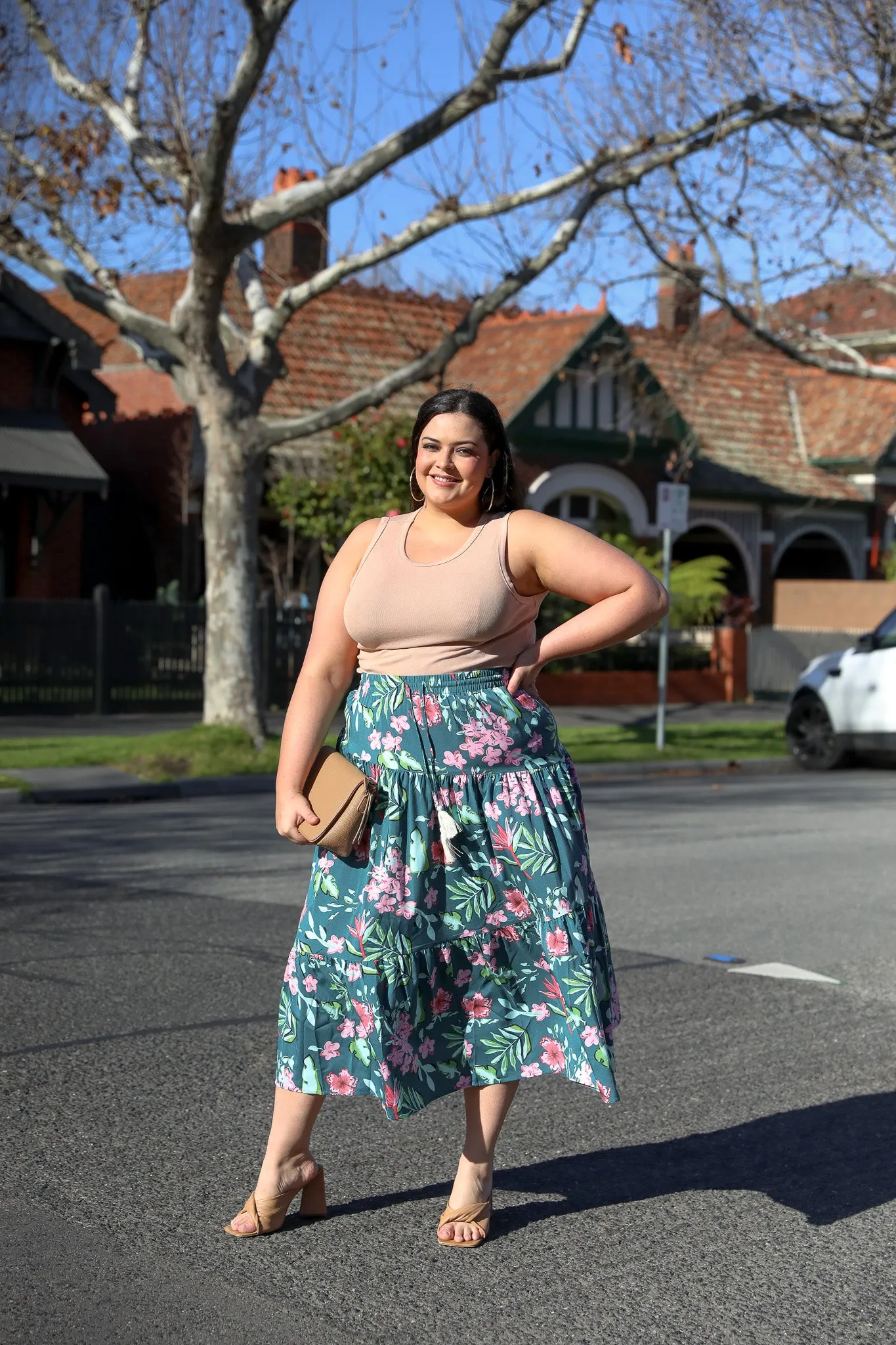 Monica Skirt - Teal Floral